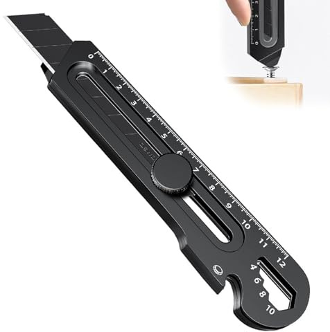 GREATRICH Taglierino Professionale 18mm in Acciaio Inox, Taglierino Cutter Multiuso Retrattile con Martello e Cacciavite, Coltello Multiuso per Ufficio, Casa, Fai Da Te e Scuola