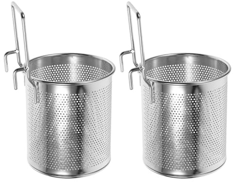 minkissy Pentola Scolapasta in Acciaio Inox, Cestino con Gancio, Rete Fine, 2 Pezzi per Pasta e Ravioli, Resistente al Calore, Facile da Pulire