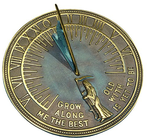 Rome RM2345 Brass Father Time Sundial with Verdigris Highlights