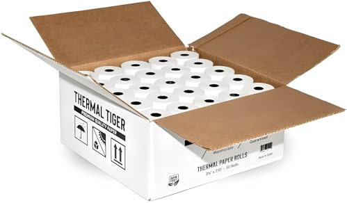 Thermal Tiger 3 1/8 x 230' Thermal Receipt Paper Rolls (50 Rolls) – BPA-Free, Universal POS Compatibility for Clover, Epson, & Verifone – Crisp Printing & 5-Year Image Life