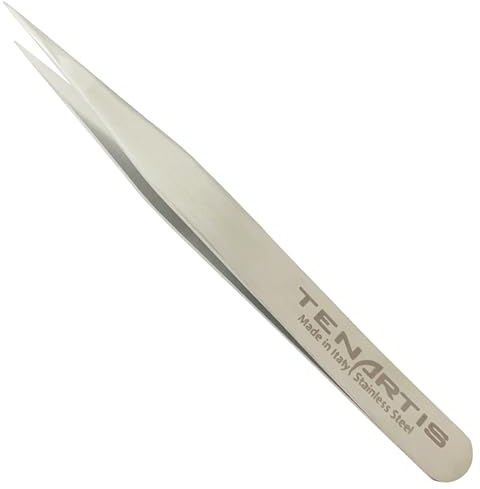 Pinzetta Professionale Appuntita Inox con Custodia in PVC - Tenartis 184 Made in Italy