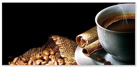 banjado Magnettafel weiß 78 x 37cm / Magnetwand Metall/Magnetpinnwand als Memoboard/Pinnwand Magnettafel Küche, Büro, Kinderzimmer inkl. 4 Magnete & Montageset - Motiv Hot Coffee