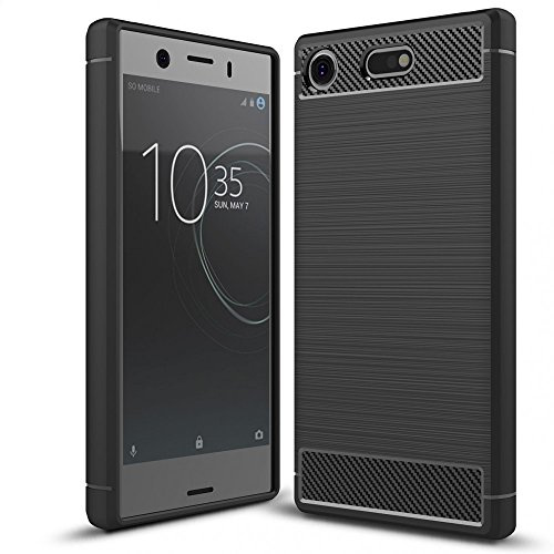NALIA Silikonhülle für Sony Xperia XZ1 Compact - rutschfest & Matt - Vortex (Gebürstete Optik & Carbon Design) - Marke aus Berlin