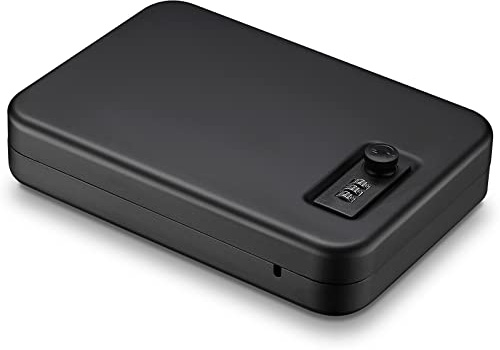 Younion Pistol Safe, Portable Travel Gun Safe,Handgun Lock Box, Gun Safes for Cars, Black