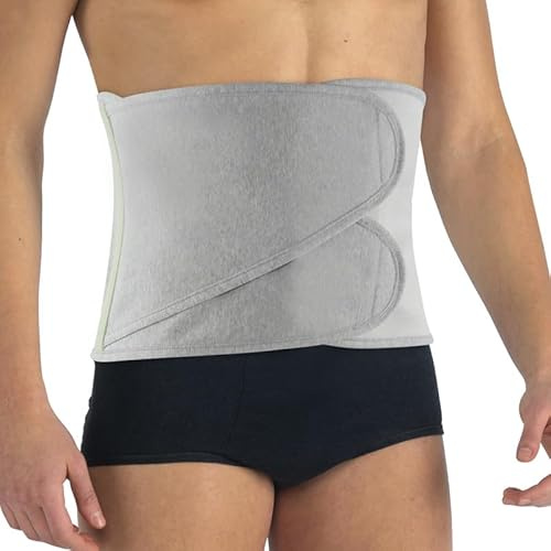 PAVIS - Fascia Addominale Anatomica Unisex – Regolabile – Post-Operatorio, Post-Parto per Contenzione Addominale – Traspirante e Anallergica - Colore: Grigio Melange - Taglia M – Made in Italy