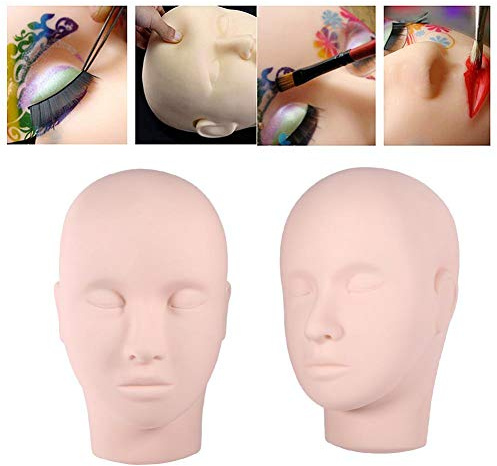 Schminke Trainingsköpfe, Mannequin Kopf Praxis Make Up Dummy Modell Köpfe für Praxis Make-up Lippenwimpernverlängerung Modell für Perückenherstellung und Präsentation Schaufensterpuppe Kopf | Premium-Silikonmaterial, realistische Textur, Loch für Ständer, geeignet für Gesicht-Massage-Techniken, ideal für Extens