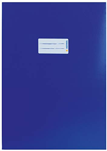 HERMA 19751 Heftumschlag A4 Karton Blau, Hefthülle mit Beschriftungsfeld aus stabilem & extra starkem Papier, Heftschoner für Schulhefte, farbig