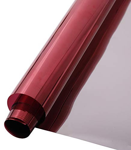 HOHOFILM 45cmx200cm One Way Mirror Window Films Daytime Privacy Reflective Window Tint Self-Adhesive Sun Blocking Heat Control Anti UV for Home,Buildings(Red Silver)