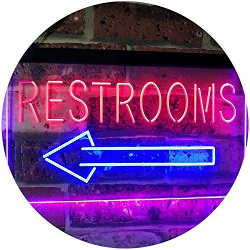ADVPRO Restroom Arrow Point to Left Toilet Dual Color LED Neon Sign Blue & Red 24 x 16 st6s64-j2685-br
