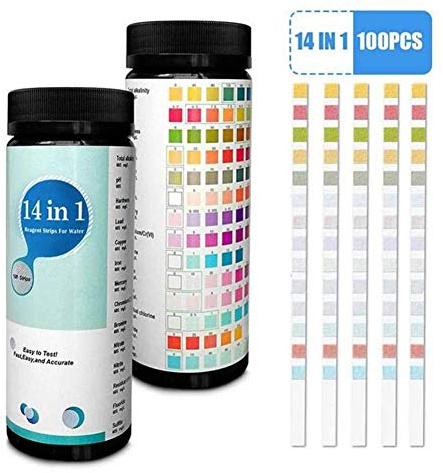 Pool PH Teststreifen, 14 In 1 Wassertester, 100 Stück Pool Teststreifen Für Gesamtalkalität, PH-Wert, Härte, Blei, Kupfer, Eisen, Quecksilber, Chrom/Chrom (), Brom, Nitrat, Nitrit, Restchlor, Sul
