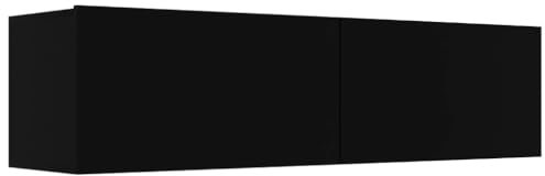 vidaXL Meuble TV, Armoire de Télévision avec Compartiment, Meuble Télé de Salon Salle de Séjour Intérieur, Scandinave, Noir Bois d’Ingénierie