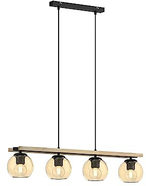 Ceiling Light 'Enrique' dimmable (Vintage, Antique) in Brown Made of Glass for e.g. Living Room & Dining Room (4 Light Sources, E27) from Lindby | Pendant Lighting, lamp, Hanging lamp, lamp, Ceiling