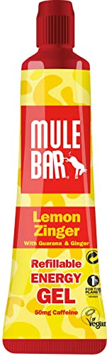 MULEBAR - Boite De 24 Gels Energétiques - Citron - Gingembre - Guarana – 2EN1 - Gel Pur Ou Dilué - Facile À Digérer - sans Gluten - ingrédients 100% Naturels - Vegan - 37gr
