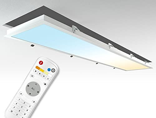 LongLife LED CCT LED Panel Set E | 150x30cm 48W 3000K-6000K Einbaurahmen weiß Netzteil Fernbedienung…