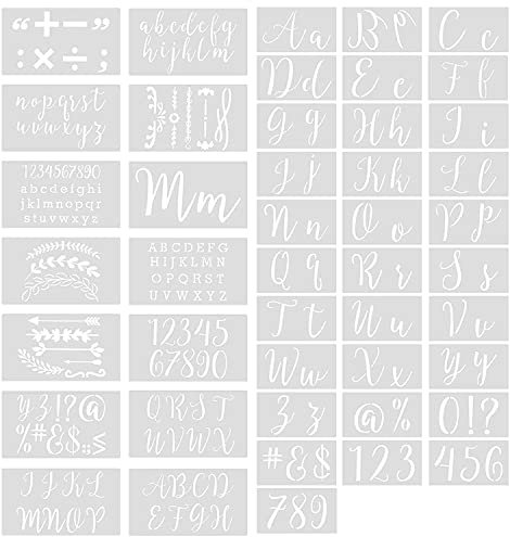 Buchstabenschablonen, 45 Stück Buchstaben Schablone Groß, Plastik Lackierschablone, Wortartenschablone, Schrift Schablone, Sprühschablonen Geeignet für Maldekoration Schreiben