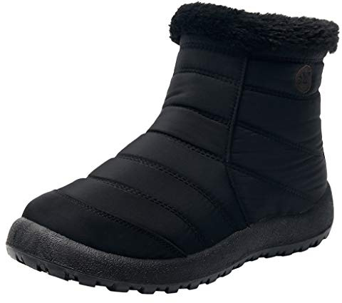 Bottes de neige unisexes doublées - Chaussures de randonnée - Imperméables - Bottes thermiques - Bottes d'hiver à lacets, Noir , 39 EU