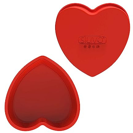 SILIVO Silicone Heart Shaped Cake Pans (2 Pack) - 9 Inch Nonstick Heart Cake Molds for Cakes and Brownies