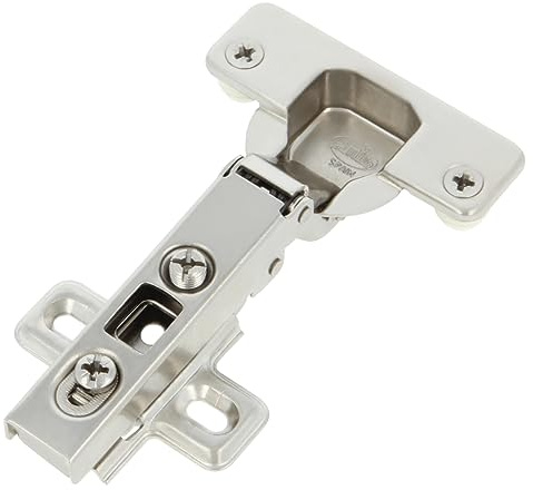 AMIG - Packung mit 20 Scharnieren | Gerade Schüssel | Ø35mm | Mit Schnellverschluss | Vormontierte Dübel und Schrauben | 110° Öffnung | Abstand zwischen den Löchern 52 mm | Silberner Stahl