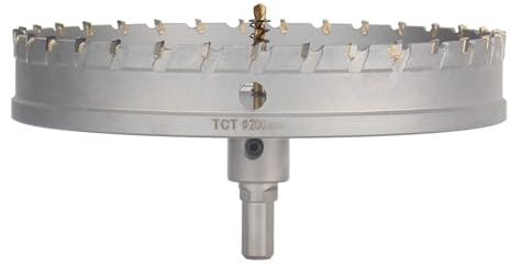 Vearter 200mm Hartmetall Lochsäge, Lochbohrer Bohrer mit Zentrierbohrer, Hartmetallbohrer für Metall, Edelstahl, Baustahl, Aluminium, Kupfer, Eisen, Kunststoff, Glasfaser