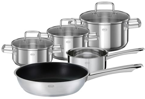 Kochtopf-Set - 5-teilig - Edelstahl 18/10 - mit Deckel