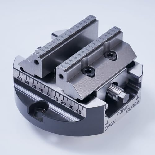 XinDian - Morsa autocentrante CNC ad alta precisione, diametro 13,5 cm, H90X-FL | Apertura ganascia 0-100 mm, 135 x 120 x 70 mm, 70 Nm, ± 0,02 mm ripetizione. Acciaio legato autocentrante per CNC.