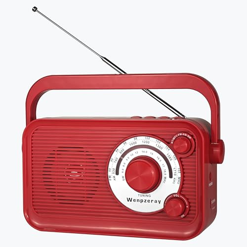 Wenpzeray D218 Receptor de radio portátil AM FM SW Retro Altavoz Bluetooth de sonido claro, funciona con pilas, buena recepción con conector de tarjeta USB/TF, conector para auriculares, fácil de usar