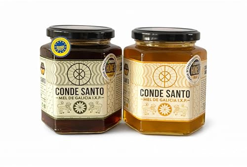 Pack Miel Cruda de Galicia IGP 2 × 500 g – 100% Natural Sin Filtrar ni Pasteurizar | Miel Artesanal Directa del Apicultor | Conde Santo