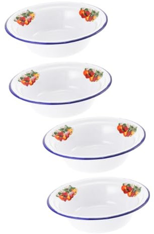 IMIKEYA 4 Stück alte emailleschale Eisbecher Küchenversorgung Pasta emaille schüssel Nudelschale für die Küche Suppenteller Mehrzweck Becken aus Emaille Aufbewahrungsschale Suppenschüssel