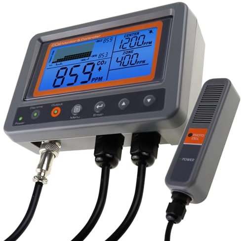 GrünHaus Pro CO2-Wächter – Intelligenter Luftqualitätsmonitor mit Relaisfunktion, 45 m Kabel, NDIR-Sensorsonde für Green House, Zuhause, Büro, Fabrik