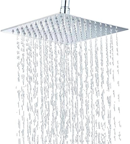 40 * 40Cm Kopfbrause Rainshower Luxus Edelstahl Regendusche Brausekopf Duschkopf Eckig Regenbrause Flach Wasserfall Duschbrause Regenduschkopf DüSen ChromoberfläChe Wassersparend Quadratisch