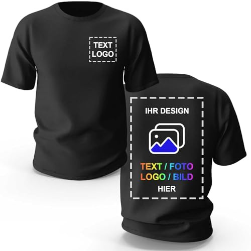 Benutzerdefinierte Unisex T-Shirt | T-Shirt selbst gestalten & Bedrucken Lassen, personalisiertes Bild Foto Text für Männer & Frauen