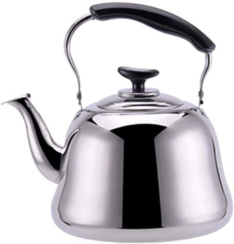 CAFIEDR Théière pour cuisinière avec sifflet, Bouilloire à thé en Acier Inoxydable, Bouilloire de Camping instantanée, Bouilloire à thé, Chauffe-Eau, Bouilloire à thé pour cuisinière (Argent 3 l)