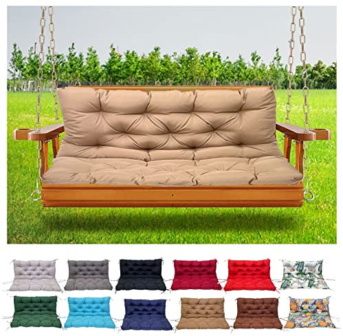 Outdoor-Bank-Schaukelkissen, wasserdicht, rutschfest, Ersatz-Sitzpolster für Gartenmöbel, dick, 10,2 cm, Sitz- und Rückenkissen, Khaki, 120 x 100 x 10 cm