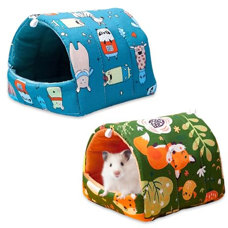 2 Stück Meerschweinchen Bett, Waschbar Meerschweinchen Höhle Versteck Meerschweinchens Kuschelhöhle Hamsterkäfig Zubehör für Hamster Klein Zwergkaninchen Chinchillas Igel