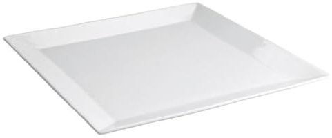 Lot de 12 Assiettes de Présentation carrées LEA, plat à salade de fruits pâtes desserts en Porcelaine Blanche - Longueur 31 x largeur 31 x hauteur 3 cm