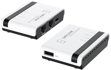 Server Stampa Wireless con 4 Porte USB, Multi Modalità (Cavo/WiFi 2.4G/Autonomo), Gestione Web, LAN 100Mbps, Plug and Play (white)