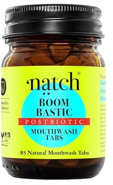 Natch – Boombastic – Mundspülungs-Tabs – Hydroxylapatit, Zink & Double Mint für frischen Atem – Postbiotische Mundpflege – Alkoholfrei, Fluoridfrei & Mikrobiomfreundlich – 85 Tabs
