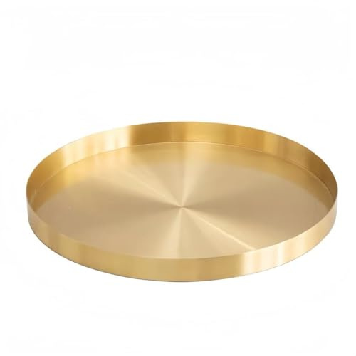 AethraLux Rundes Edelstahl-Tablett – 20 cm dekoratives Serviertablett für Küche, Bar, Esszimmer, eleganter Kerzenhalter, Schmuck-Organizer, Schminktisch, moderne Heim- und Party-Dekoration