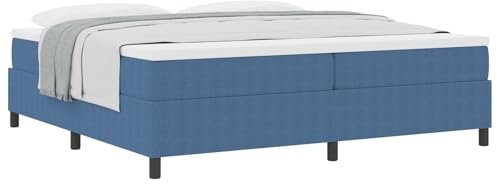vidaXL Bäddfjäder Blå och Vit 200 x 200 cm Kordread tyg, Modern sovrum, rektangulär sängram, minimalistisk design, hållbar sängbotten och skön madrass