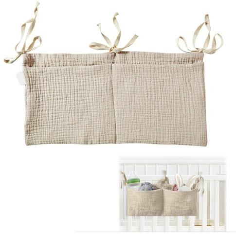 Cfcyhla Babybett Organizer,Babybett Organizer Hängend,Baby Kinderzimmer Organizer,Kinderzimmer Hängender Bett,Organizer Beistellbett Baby,Babybett Verstellbarer Organizer für Hängen an Krippe (Khaki)