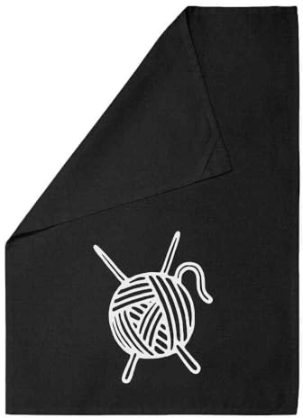 Azeeda 'Knitting Wool' Cotton Tea Towel - Black (TW00043011) | Dish Cloth for Drying, Baking, Cooking and Kitchen Decor