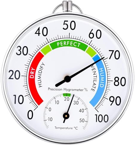 Thermomètre à l'extérieur - Thermomètre et hygromètre monté sans fil 10 cm, hygromètre thermique analogique adapté aux maisons, aux serres, aux jardins, aux voitures, sans batterie