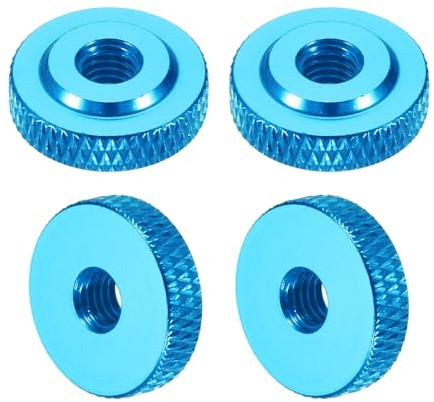sourcing map 4 Stück gerändelte Rändelmuttern, M5 x 16 mm x 5 mm, weibliche Schulter, Aluminium, flach, Durchgangsloch, Verriegelungsmuttern, Griffknopfverschlüsse für 3D-Drucker-Teile, Maschine, DIY