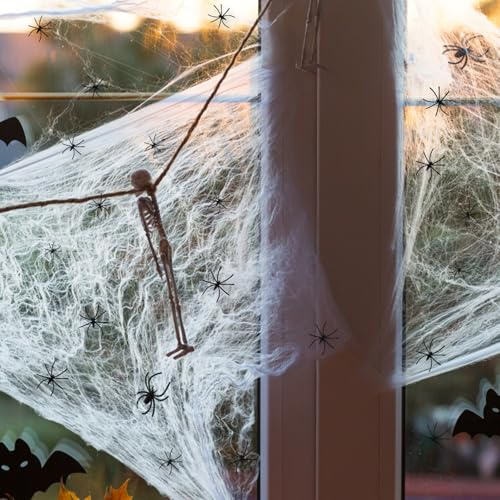 GYTFOG 50PCS Cobweb Halloween Decorations, Inspired Spider Web for Party | Stretchable Halloween Cobwebs for Indoor Outdoor Decor, Summerween and Halloween Party Decorations