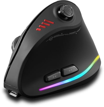 zelotes Kabellose Gaming Maus mit Joystick - 24.000DPI,Bluetooth (BT 5.0/3.0 + 2.4GHz),Wiederaufladbar,11 Programmierbare Tasten Funkmaus,Vertikale Ergonomische Maus Kabellos für Laptop,PC,Tablets