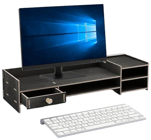 Generisk monitor Stand Riser – skrivbord monitorstativ trä | förvaringsarrangör för PC-skrivare laptop kontor tillbehör lägenhetsorganisation