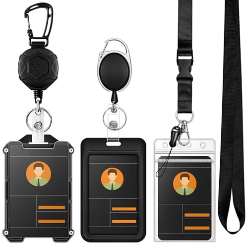 Id Ausweishüllen Ausziehbar 3-Teilig | Namensschildhalter - Robustes ausziehbares Clipband für Klinikpersonal Schule Arbeitsplatz