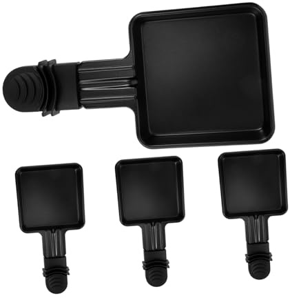 HIAKDOFT 4 pièces Poêlons à Raclette Carrés avec Poignées Antiadhésifs et Résistants à Haute Température Accessoires de Cuisine pour Cuisson Barbecue et Fromage Fondu Mini Plaques