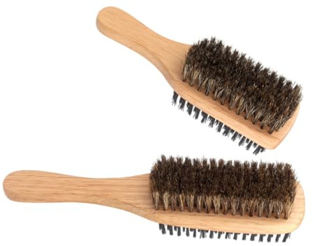 NOLITOY 2 Stück-pack Doppelseitige Haarbürsten mit Wildschweinborsten aus Gummibaumholz für Männer Schonendes Styling und Sanfte Reinigung von Haar und Bart