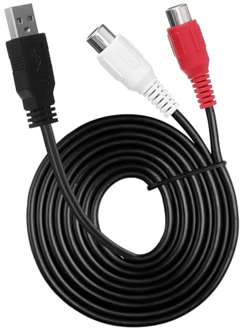 FdcLixuvol Adaptateur USB vers 2 RCA 1,5 m, USB mâle vers 2 RCA femelles, câble audio convertisseur 2 RCA gauche et droite pour fonction de conversion de signal, TV, PC, DVD, appareils photo